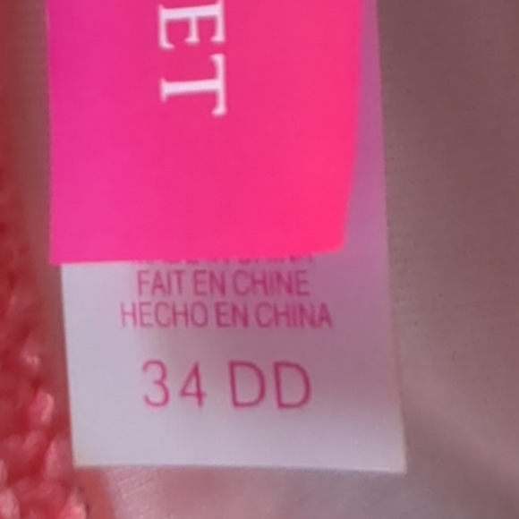 VICTORIA'S SECRET  Pink Green& White Gorgeous Bikini Top Size 34DD. - Picture 12 of 12